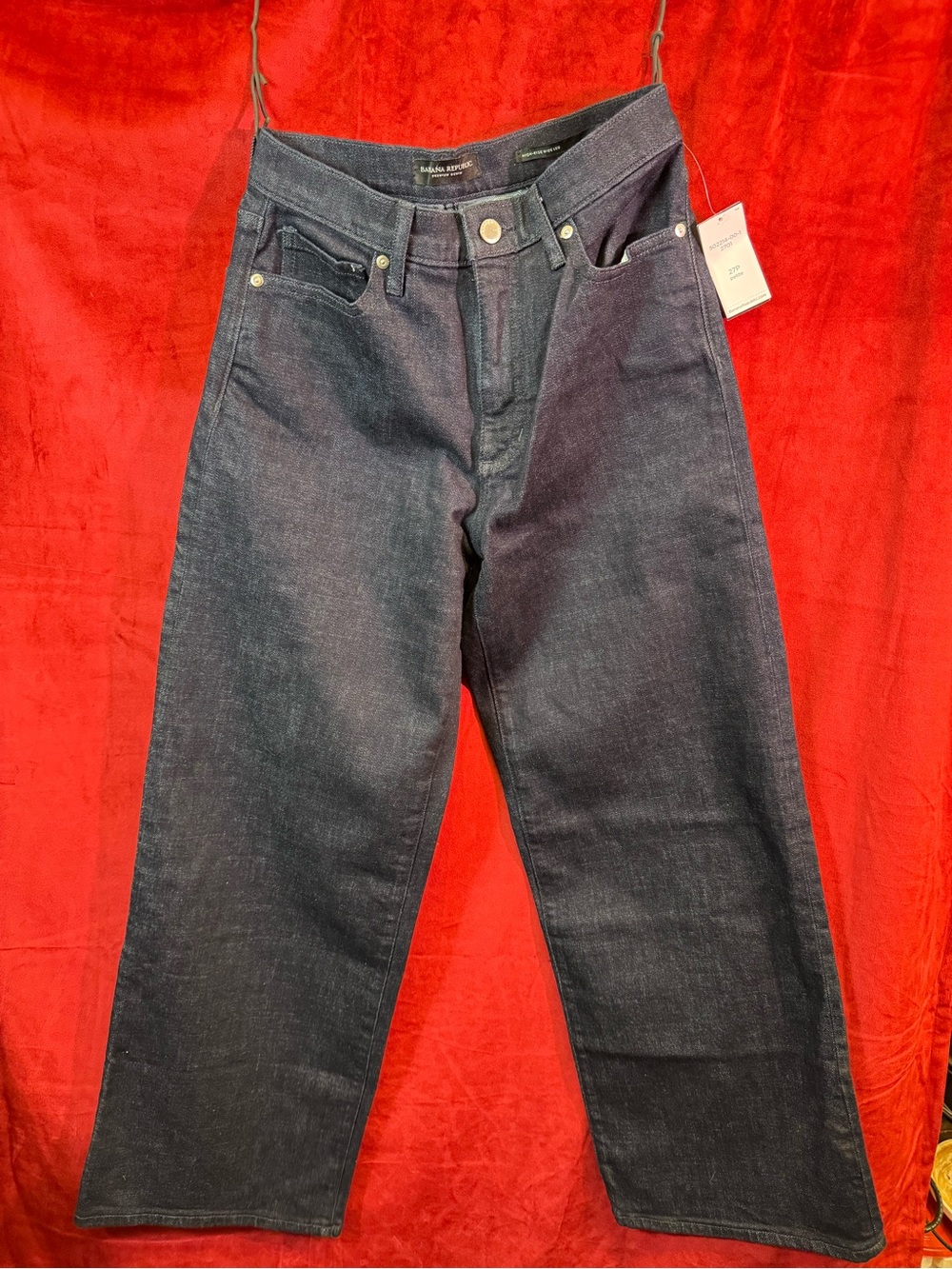 Banana Republic High-Rise Wide-Leg Jeans — Dark Wash, Dark Stitching